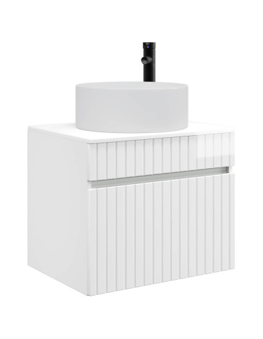 Mobiletto da Bagno a Muro Bianco Lucido 59 x 44,5 x 50 cm