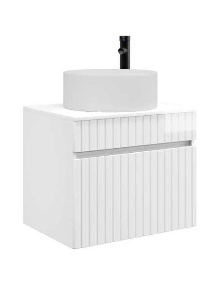 Mobiletto da Bagno a Muro Bianco Lucido 59 x 44,5 x 50 cm