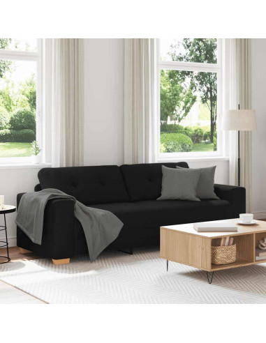 Divano a 3 posti Nero 220x78x80 cm in Tessuto