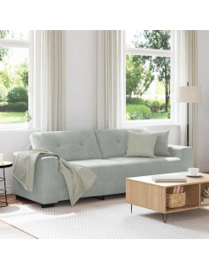 Divano a 3 posti Grigio Chiaro 220x78x80 cm in Velluto
