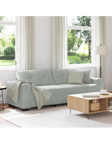 Divano a 3 posti Grigio Chiaro 220x78x80 cm in Velluto