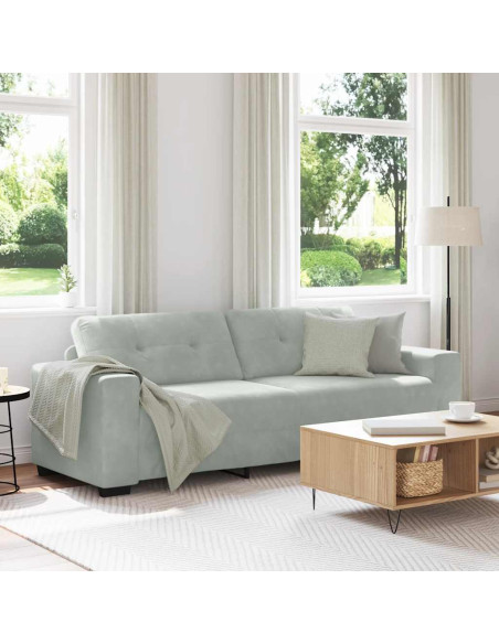 Divano a 3 posti Grigio Chiaro 220x78x80 cm in Velluto