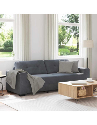 Divano a 3 posti Grigio Scuro 220x78x80 cm in Velluto