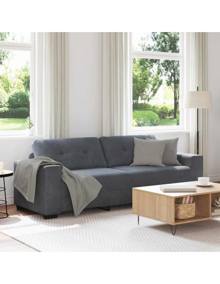 Divano a 3 posti Grigio Scuro 220x78x80 cm in Velluto