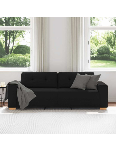 Divano a 3 posti Nero 220x78x80 cm in Tessuto