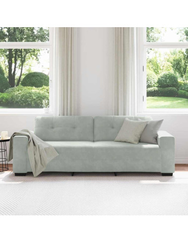 Divano a 3 posti Grigio Chiaro 220x78x80 cm in Velluto