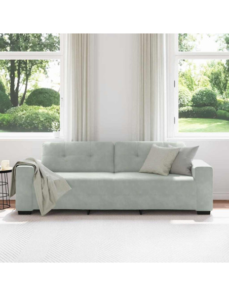 Divano a 3 posti Grigio Chiaro 220x78x80 cm in Velluto
