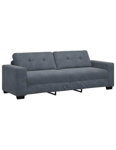 Divano a 3 posti Grigio Scuro 220x78x80 cm in Velluto 2