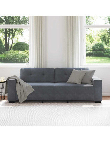 Divano a 3 posti Grigio Scuro 220x78x80 cm in Velluto