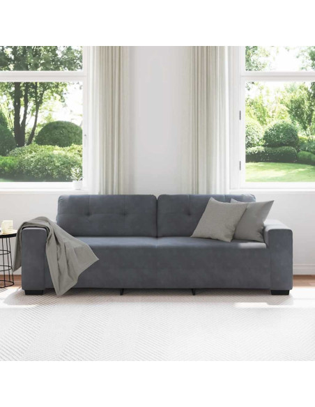 Divano a 3 posti Grigio Scuro 220x78x80 cm in Velluto