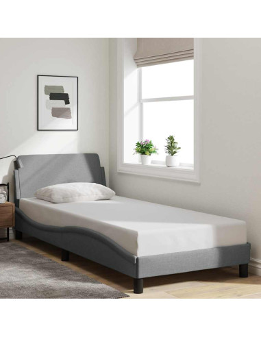 Struttura letto Dover Grigio Chiaro 90x190 cm in Tessuto
