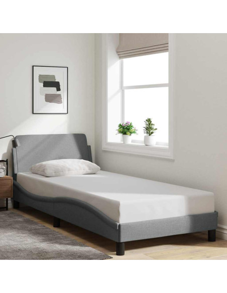 Struttura letto Dover Grigio Chiaro 90x190 cm in Tessuto