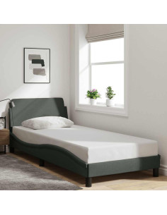 Struttura letto Dover Grigio Scuro 90x190 cm in Tessuto
