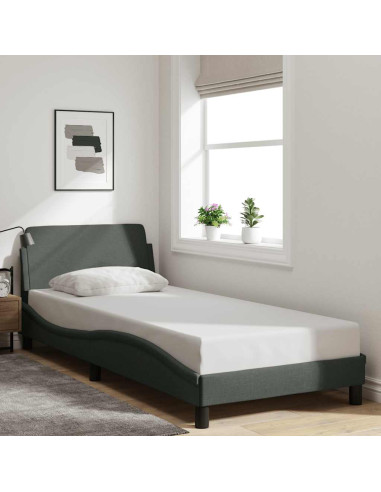 Struttura letto Dover Grigio Scuro 90x190 cm in Tessuto