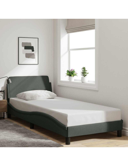 Struttura letto Dover Grigio Scuro 90x190 cm in Tessuto