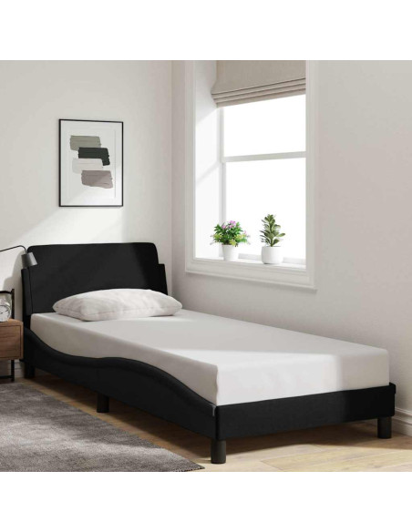 Struttura letto Dover Nera 90x190 cm in Tessuto