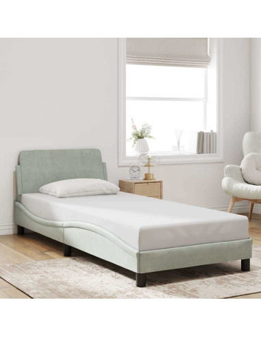 Struttura letto Dover Grigio Chiaro 90x190 cm in Velluto