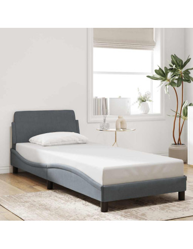 Struttura letto Dover Grigio Scuro 90x190 cm in Velluto