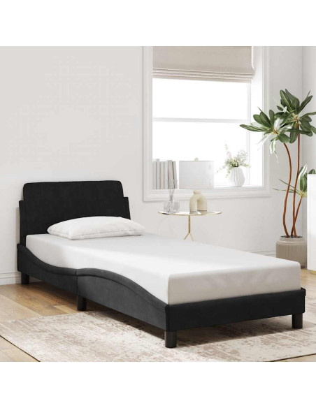 Struttura letto Dover Nera 90x190 cm in Velluto