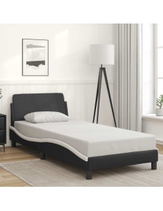 Struttura letto Dover in Similpelle Bianca e Nera 90x190 cm