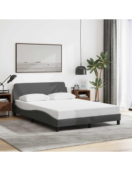 Struttura letto Dover Grigio Scuro 135x190 cm in Tessuto