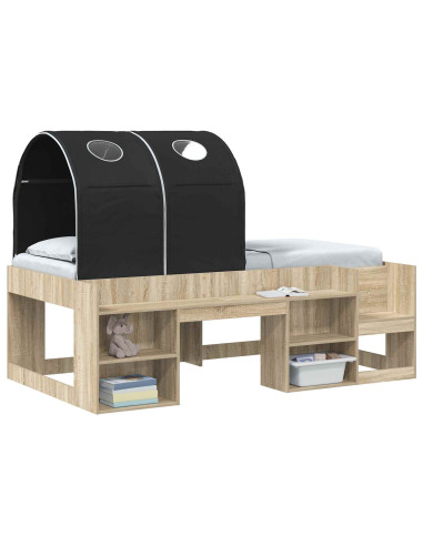 Tunnel per Letto 2 pcs Nero 211 x 52,5 x 2 cm Poliestere
