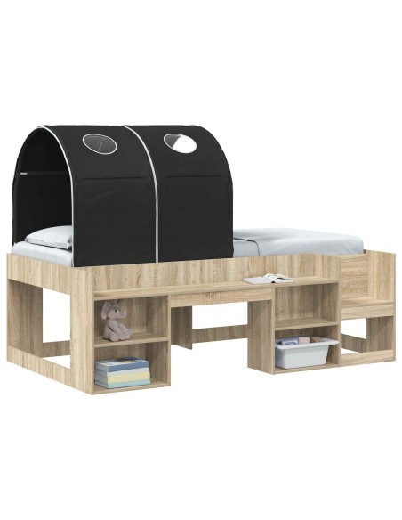 Tunnel per Letto 2 pcs Nero 211 x 52,5 x 2 cm Poliestere
