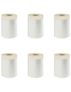 Telo per Polvere con Nastro Adesivo 6 pcs 30 x 3300 cm HDPE 2