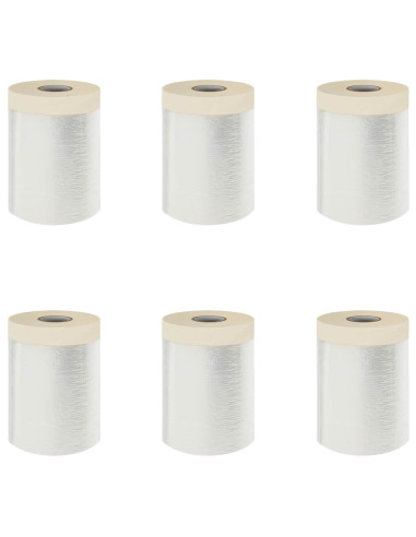 Telo per Polvere con Nastro Adesivo 6 pcs 55 x 3300 cm HDPE