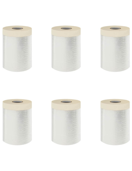 Telo per Polvere con Nastro Adesivo 6 pcs 55 x 3300 cm HDPE