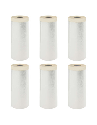 Telo per Polvere con Nastro Adesivo 6 pcs 110 x 3300 cm HDPE