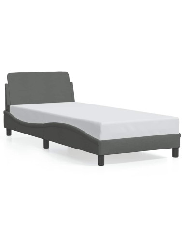 Struttura letto Dover Grigio Scuro 90x190 cm in Tessuto
