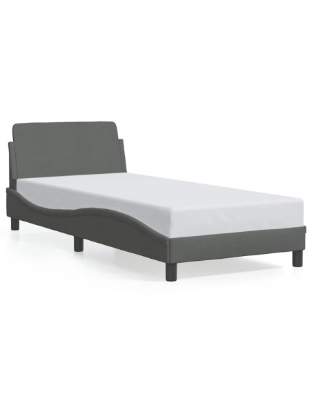 Struttura letto Dover Grigio Scuro 90x190 cm in Tessuto
