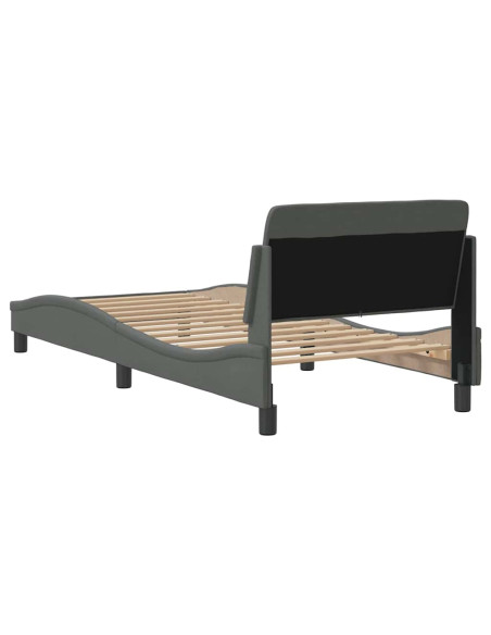 Struttura letto Dover Grigio Scuro 90x190 cm in Tessuto