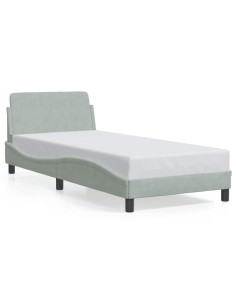 Struttura letto Dover Grigio Chiaro 90x190 cm in Velluto 2