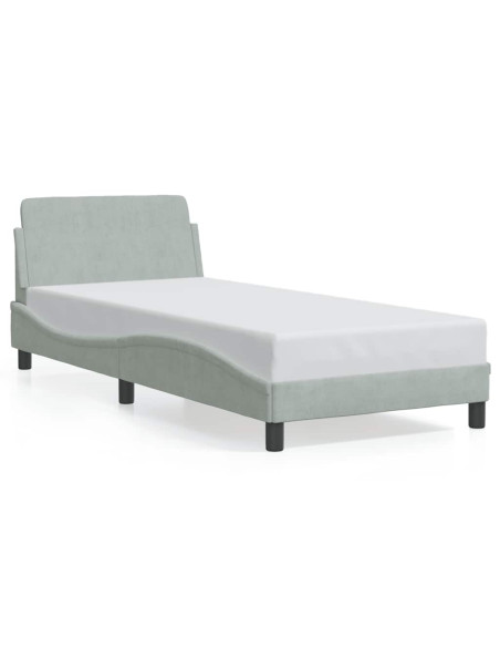 Struttura letto Dover Grigio Chiaro 90x190 cm in Velluto
