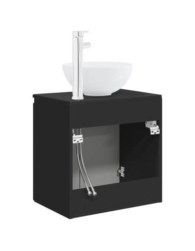 Mobile Lavabo da Parete Nero 49,5 x 41 x 64,5 cm