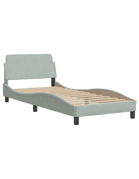 Struttura letto Dover Grigio Chiaro 90x190 cm in Velluto