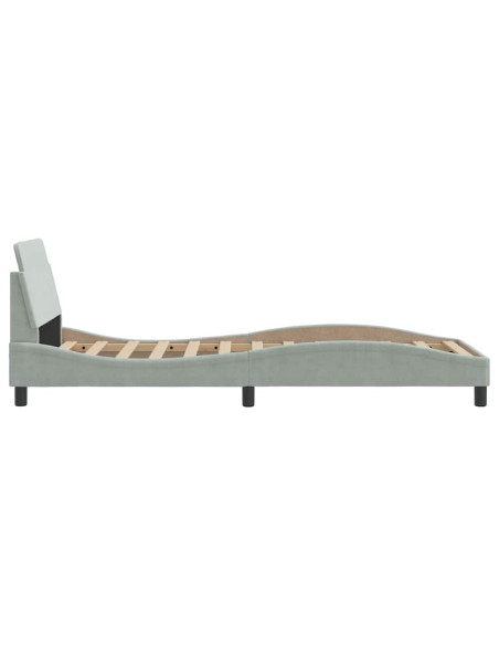 Struttura letto Dover Grigio Chiaro 90x190 cm in Velluto