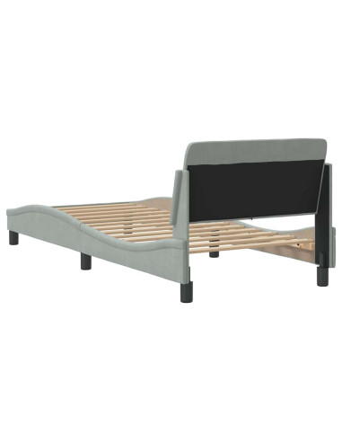 Struttura letto Dover Grigio Chiaro 90x190 cm in Velluto