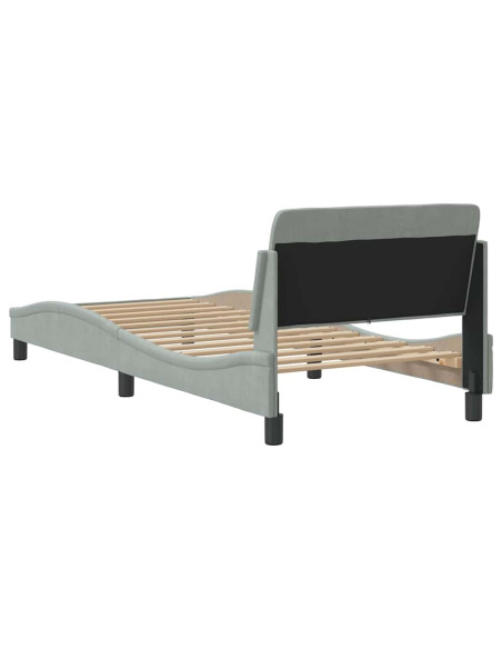 Struttura letto Dover Grigio Chiaro 90x190 cm in Velluto