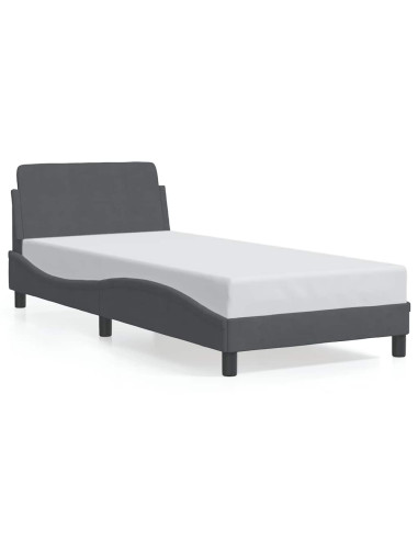 Struttura letto Dover Grigio Scuro 90x190 cm in Velluto