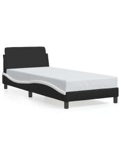 Struttura letto Dover in Similpelle Bianca e Nera 90x190 cm 2