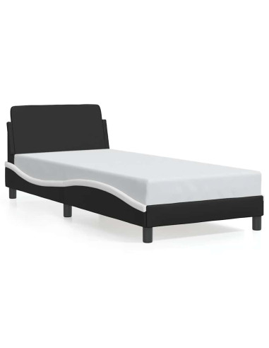 Struttura letto Dover in Similpelle Bianca e Nera 90x190 cm
