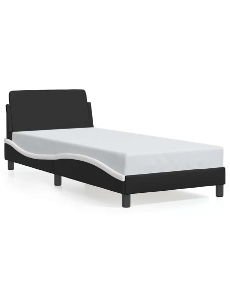 Struttura letto Dover in Similpelle Bianca e Nera 90x190 cm