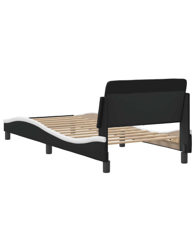 Struttura letto Dover in Similpelle Bianca e Nera 90x190 cm
