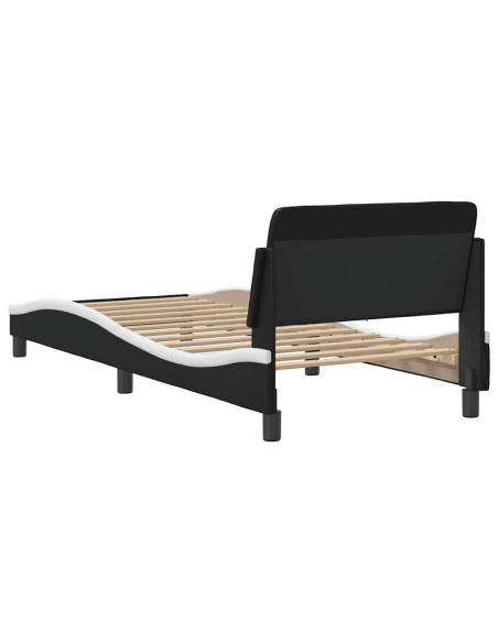Struttura letto Dover in Similpelle Bianca e Nera 90x190 cm