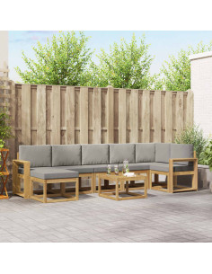 Set di divani da esterno 8 pcs Bianco e Grigio Chiaro