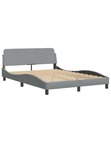 Struttura letto Dover Grigio Chiaro 135x190 cm in Tessuto