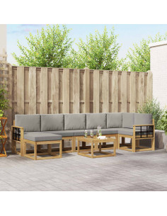 Set di divani da esterno 8 pcs Bianco e Grigio Chiaro